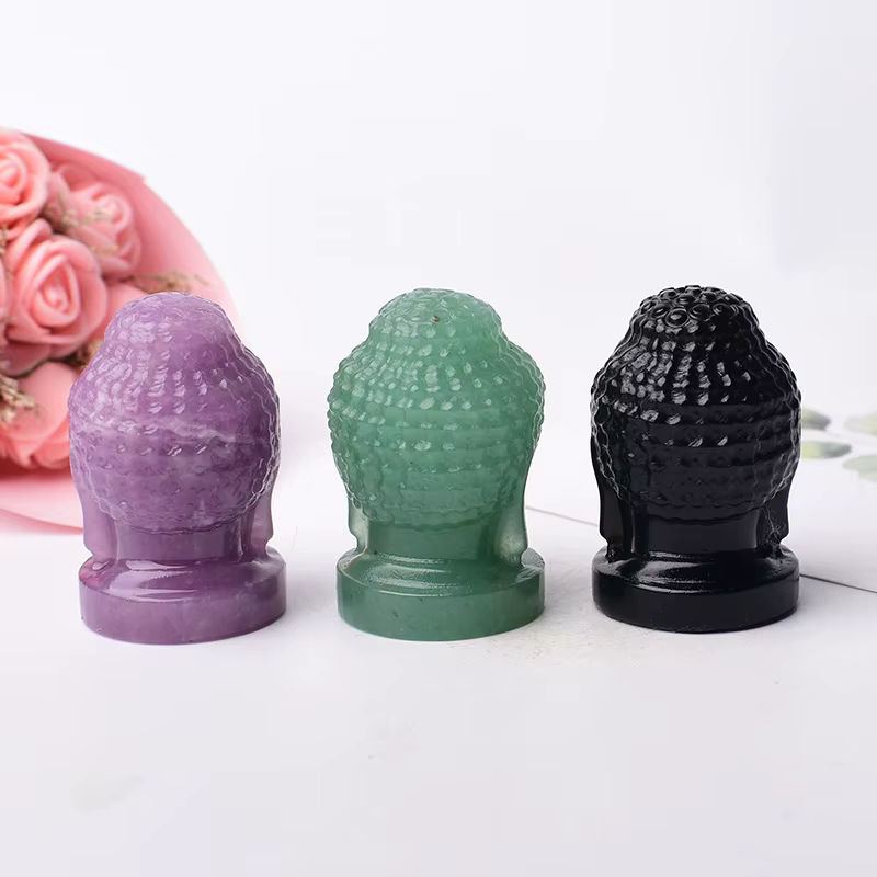 RYCRYSTAL Buddha Figur aus transparentem Naturkristall zur Dekoration und für Reiki-Heilpraktiken - Bild 4