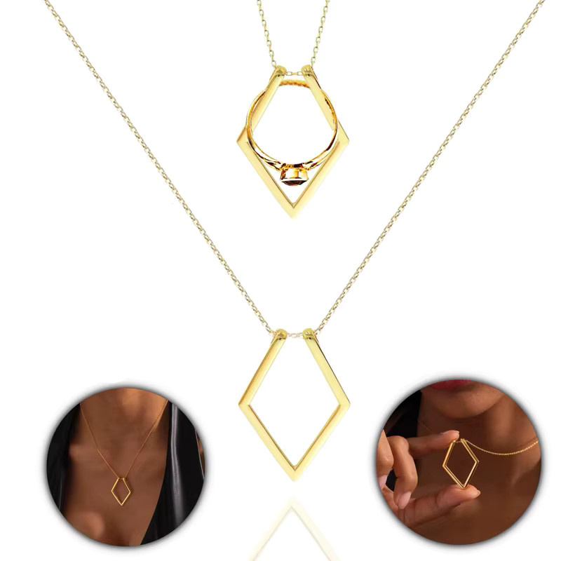 duobeiduo Halskette, 18 Karat vergoldeter Titanstahl, Gold, Damen - Bild 1
