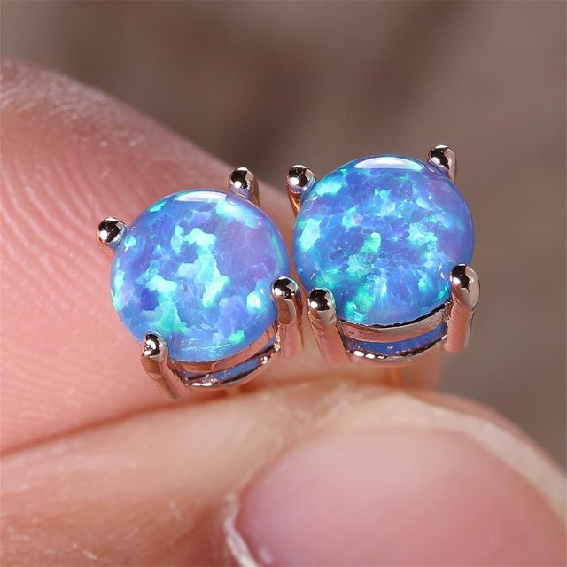 JUNXIN Steckerohrringe Opal, Roségold, Damen - Bild 1