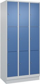 C+P Schließfachschrank Classic PLUS mit Sockel, 3 Abteile, Stahl, Farbe Grau und Blau, B/T/H: 90 x 50 x 195 cm - Bild 1