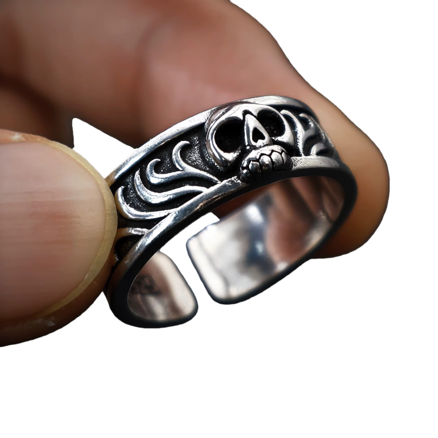 LENNIK Ring, versilberter Messing, Skull, Herren, Unisex - Bild 3