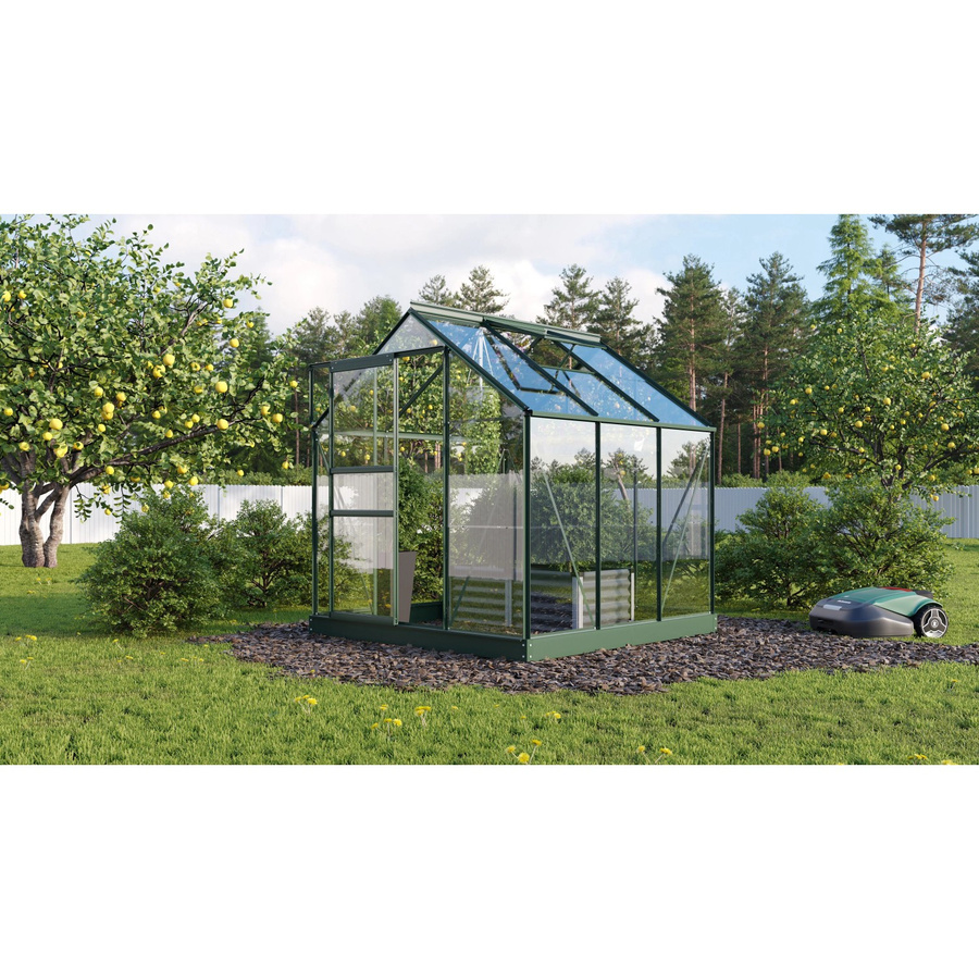 Vitavia Gewächshaus Planet 3800 in Smaragdgrün mit Fundamentrahmen, 3,8 m², Aluminium und ESG-Sicherheitsglas - Bild 4