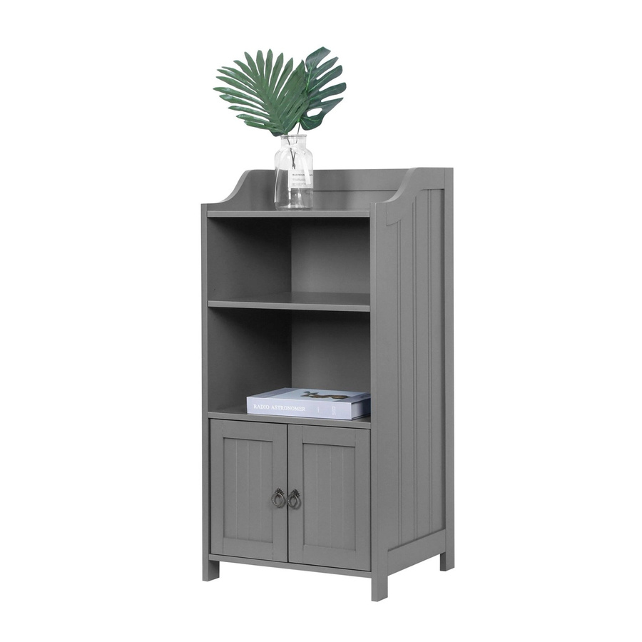 Relaxdays Badezimmerschrank aus MDF und Zink in Grau mit 4 Fächern und Türfach, Höhe: 86 cm, Breite: 40,5 cm, Tiefe: 36 cm - Bild 2