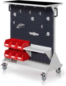 Kappes RasterMobil Gr. 3 Rollbarer Lagerwagen in Grau RAL 7035/7016 mit 4 Loch-/2 Schlitzplatten und Ausstattung, Höhe: 123 cm - Bild 1