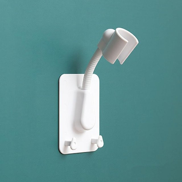 360 Grad verstellbarer Duschkopfhalter mit Saugnapf und selbstklebender Wandhalterung für das Badezimmer, weiß - Bild 1