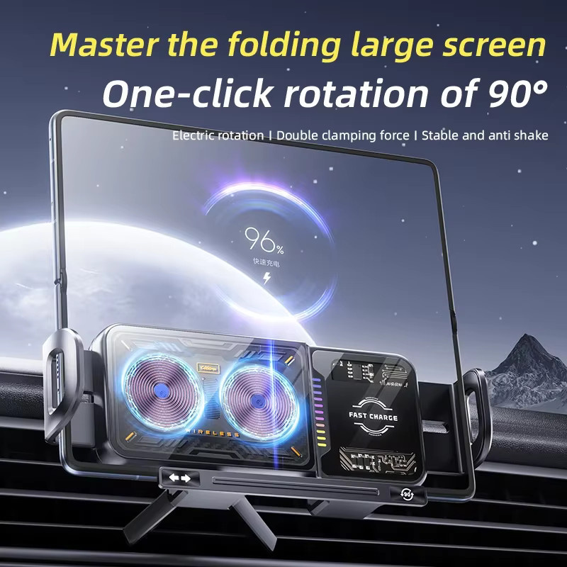 15W Wireless Ladegerät Ständer für Samsung Galaxy Z Fold 7/6/5/4 und Z Flip 7/6/5/4, Schnelle Ladestation für das Armaturenbrett oder Lüftungsgitter, Schwarz - Bild 4