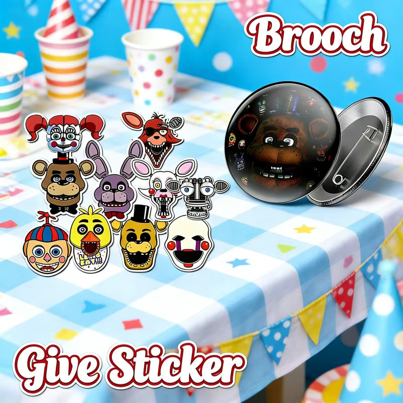 Five Nights at Freddy's Kombinationsset aus metallischer Brosche und Aufklebern in Multicolor - Bild 2