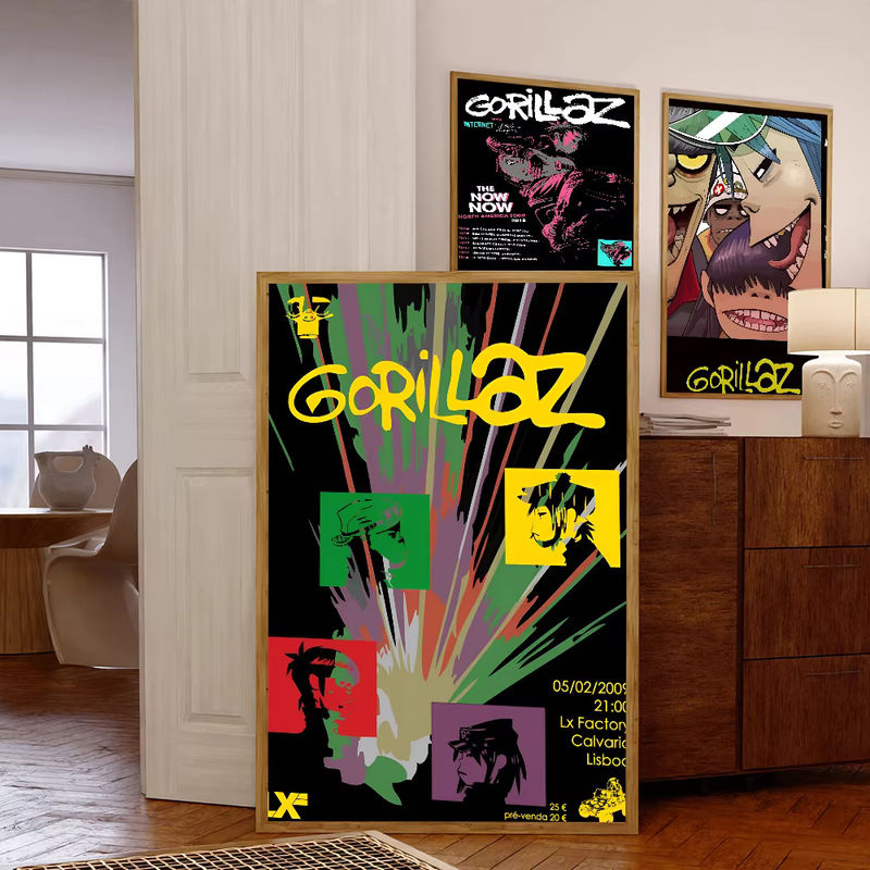 Gorillaz Hip Pop Poster in Weiß und Mehrfarbig, Hochformatiges Wandkunst-Poster aus Papier für deine Wanddekoration - Bild 4