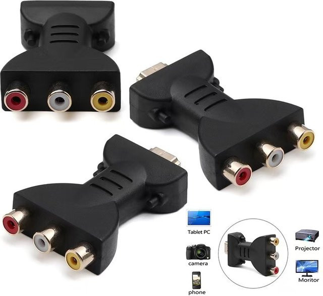 BEIQIU HDMI zu 3RCA AV Adapter in Schwarz als Composite Video und Audio Konverter für HDTV, DVD und PC - Bild 1