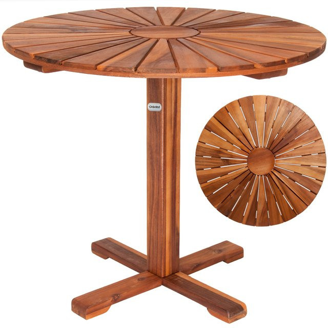 CASARIA Gartentisch Sunrise aus Akazienholz in Braun mit Sonnenmuster-Design, Durchmesser: 70,5 cm, Höhe: 71,5 cm - Bild 1