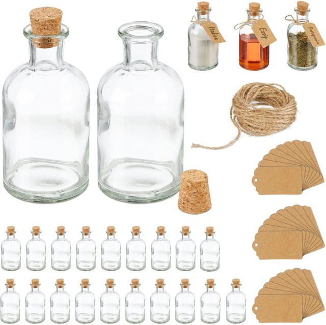 Relaxdays Dekogläser aus Glas in Transparent mit Korkdeckel, 24er Pack, Höhe: 11,5 cm, Durchmesser: 6 cm - Bild 1