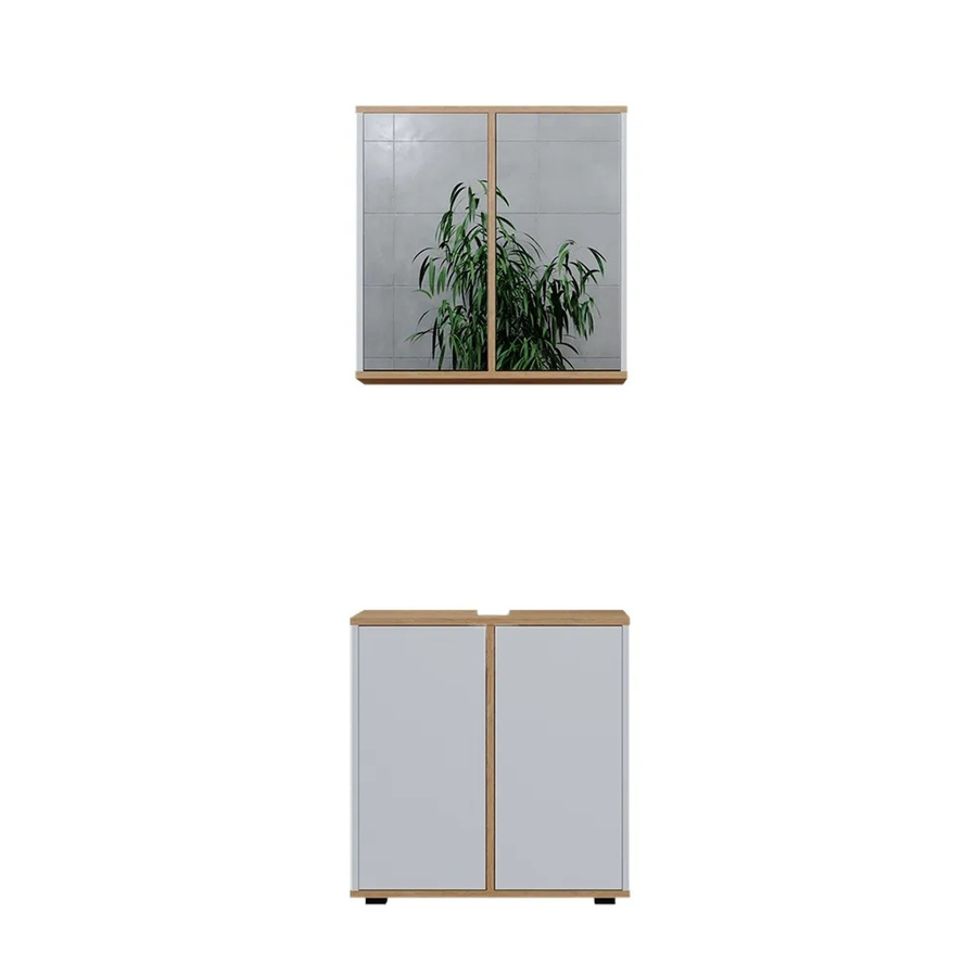 Vicco Badmöbel-Set Didi in Weiß und Eiche, 2-teilig bestehend aus Badspiegelschrank und Waschbeckenunterschrank mit Breite: 60 cm - Bild 2