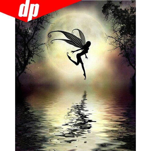 FIYO Diamantmalerei Halloween Schwarze Fee Mosaik Stickerei in Grau und Multicolour, B/H: 30 x 20 cm - Bild 1