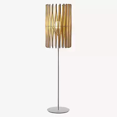 Fabbian Stick Stehleuchte in Beige und Silber aus Metall und Holz mit modernem Zylinder-Design - Bild 1