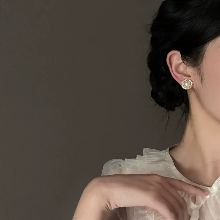 SHENGCOCO Clip On Ohrringe, Perle, Kristall, Damen - Bild 1