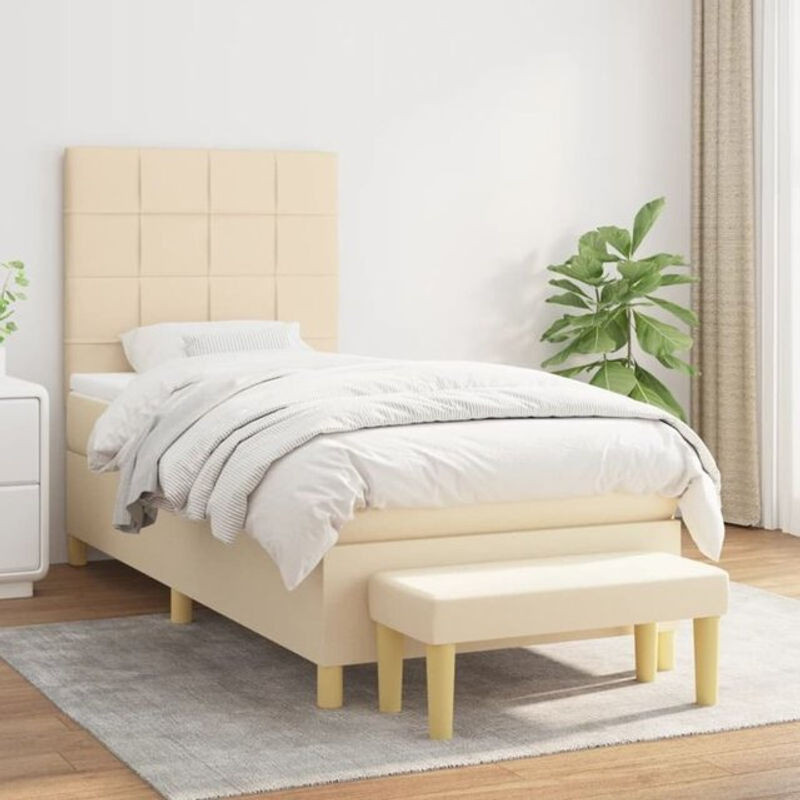 vidaxl Boxspringbett mit Matratze in Beige aus Stoff, B/T/H: 90 x 190 x 128 cm - Bild 1