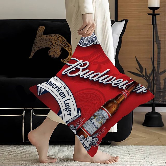König des Bieres Budweiser Kissenbezug mit Cartoon-Print, kurzplüschig, rot, B/B/B: 50 x 50 x 50 cm - Bild 1