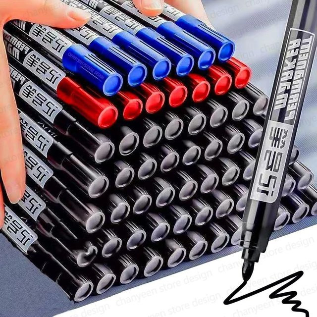 Wasserdichte Permanent-Markierungsstifte auf Ölbasis mit Bullet-Spitze in Schwarz, Blau und Rot für Glas, Metall und Kunstbedarf - Bild 1