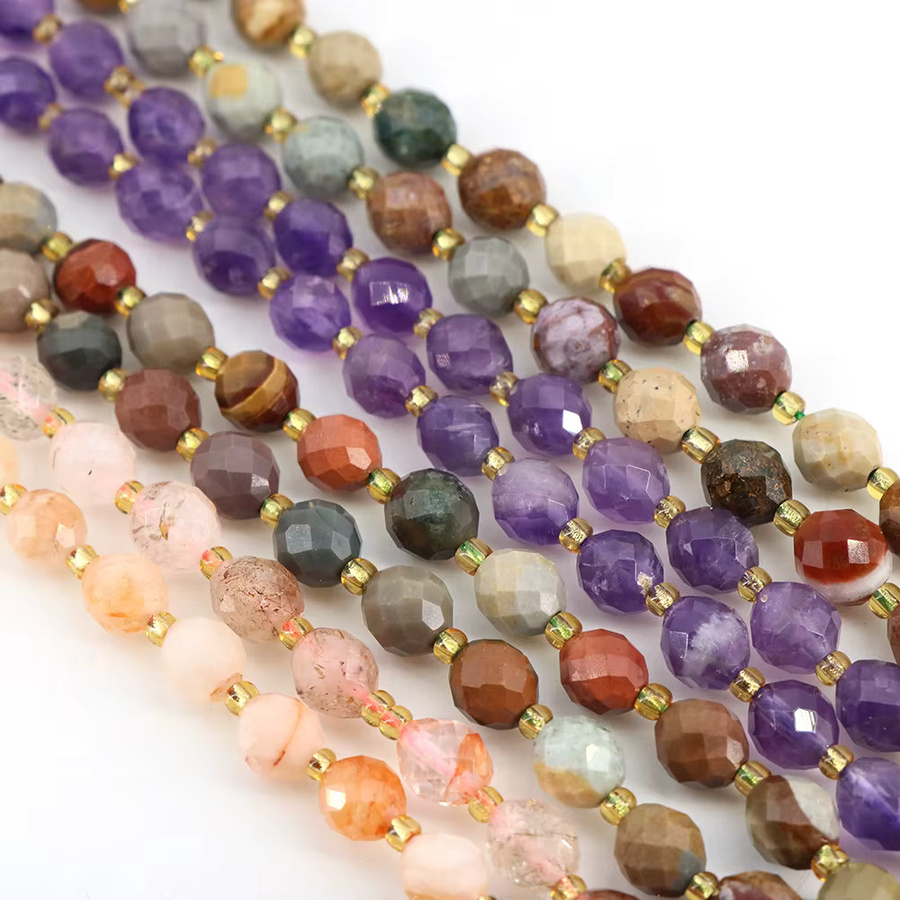 Spacer Perlen Amethyst, Prehnit, Rutil Quarz, 8x6mm - Bild 2