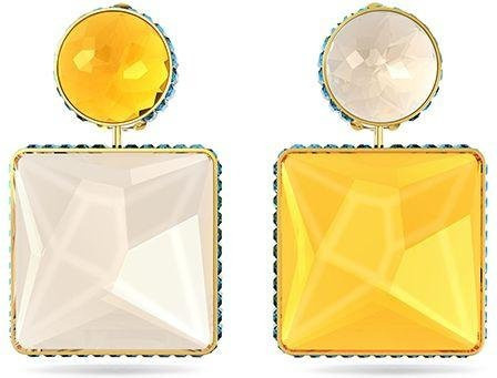 Swarovski Ohrclips, Wassertropfen, Asymmetrisch, Damen, Gelb, White - Bild 1