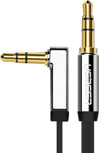 UGREEN Audio Kabel 3,5 mm auf 3,5 mm Klinke AV112 mit Winkelstecker, Schwarz/Gold, 1 m - Bild 1