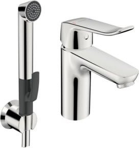 Hansa Waschtisch-Einhebelmischer HANSACARE in Chrom mit Spritzfunktion und Wassersparfunktion - Bild 1