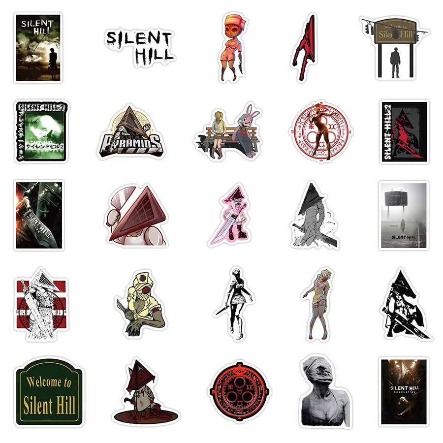 50 Stück Silent Hill Horror Film Aufkleber von GOGOTU, wasserfeste Cartoon Sticker in Multicolour zur Dekoration von Laptop, Kühlschrank und Gitarre - Bild 3
