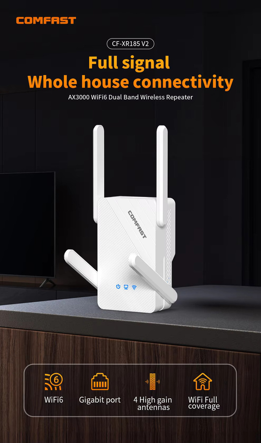 Comfast AX3000 WiFi 7 und WiFi 6 Dual-Band Repeater in Weiß zur Signalverstärkung für 2,4 GHz und 5 GHz - Bild 2