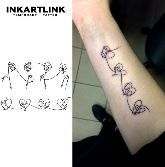 INKARTLINK Line Love Rose Temporäres Tattoo, wasserfest, semi-permanent - Bild 1