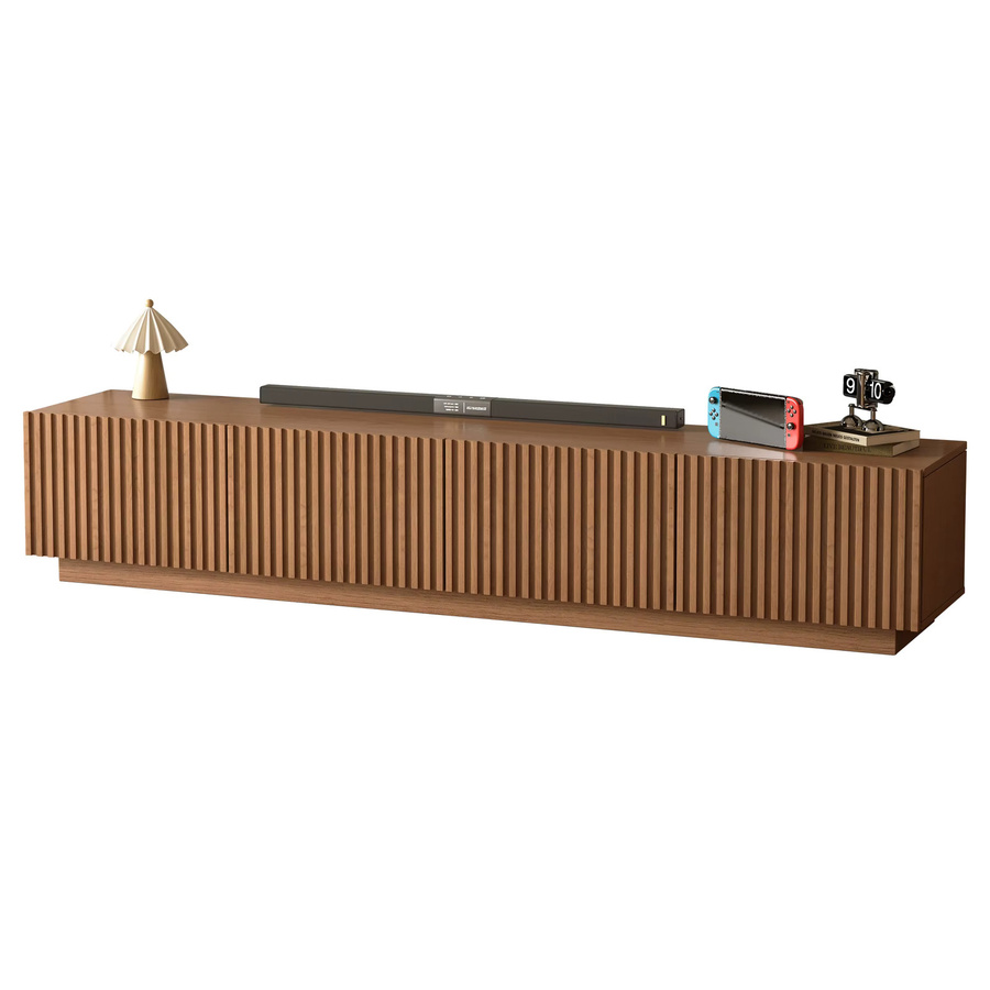 oleylucklive TV Schrank Lowboard mit Lamellentüren in Nussfarbe Braun, Breite: 220 cm - Bild 6