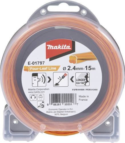 Makita Ersatzfaden Four Leaf in Orange, Durchmesser: 2,4 mm, Länge: 15 m, E-01797 - Bild 1