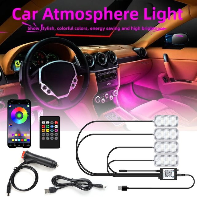 WUMFIRE RGB LED Auto Ambiente Beleuchtung mit USB, App- und Musiksteuerung sowie Fernbedienung, Multicolour - Bild 1