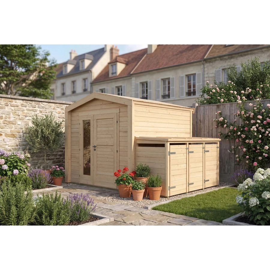 Weka Holz-Gartenhaus Killarney mit Satteldach in Natur Braun, B/T/H: 351 x 263 x 241 cm - Bild 2