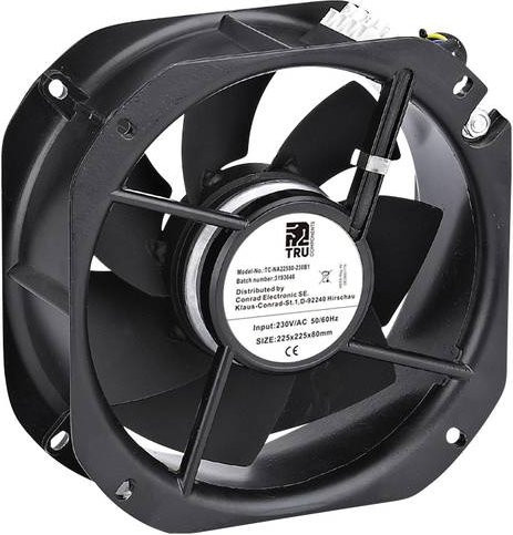 TRU COMPONENTS TC-NA22580-230B1 Axiallüfter 230 V/AC 1150 m³/h, B/T/H: 225 x 225 x 80 mm - Bild 1