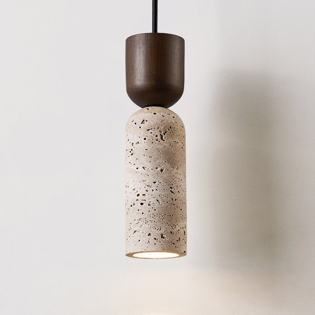 Wecus Retro-Pendelleuchte im Wabi-Sabi-Stil in Gelb für Schlafzimmer und Restaurant - Bild 1