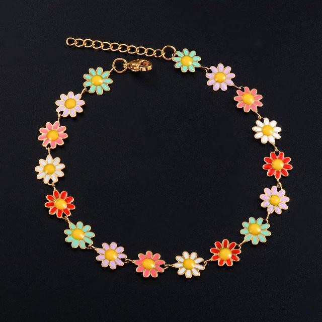 Armband Hand-Fuß-Kette Edelstahl, Bunt, Damen, 22 cm - Bild 1