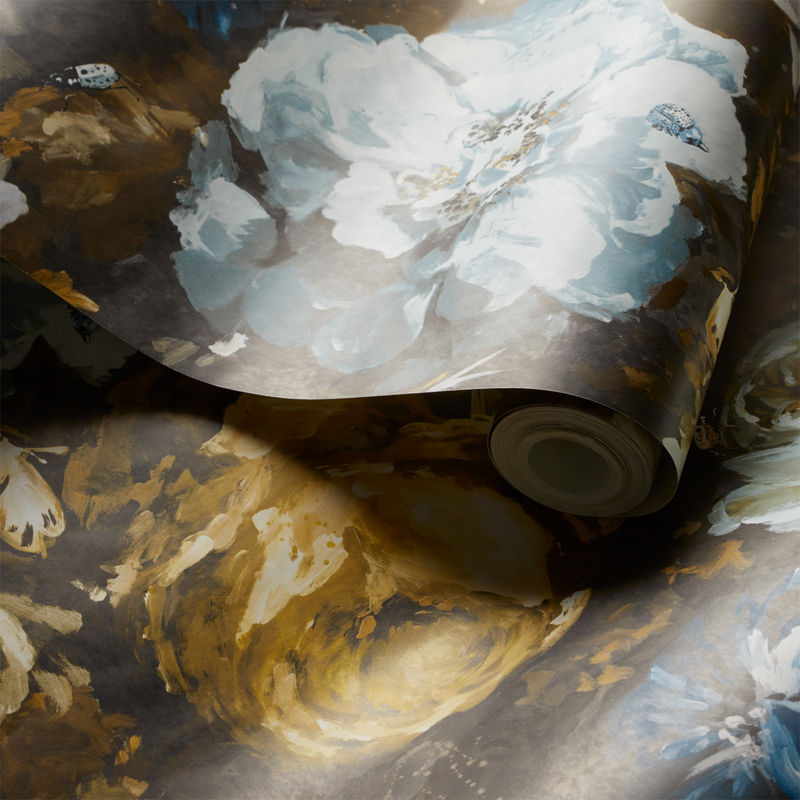Clarke & Clarke Tapete Floretta Botanical Vintage Floral in Mineral/Charcoal/Anthracite/Yellow/Multicolour Vlies-Tapete - Bild 2