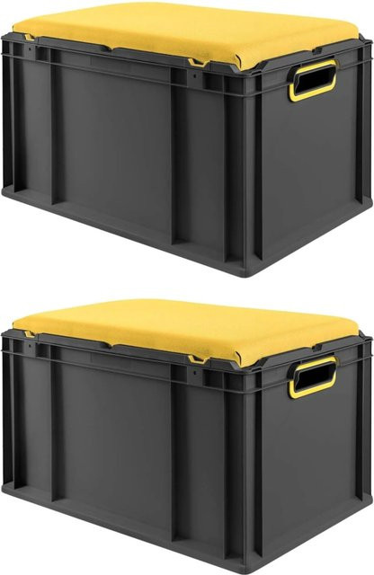 PROREGAL Sparset mit 2x Eurobox Nextgen Seat Box in Gelb-Schwarz, H x B x T: 36,5 x 40 x 60 cm - Bild 1