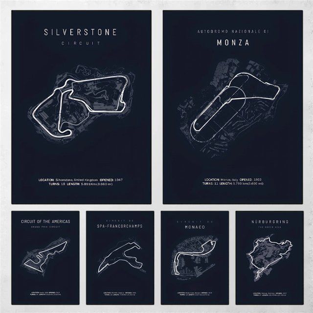Potdemiel Retro Track Map Leinwand Poster mit abstraktem geometrischem Design für dein Wohnzimmer oder Schlafzimmer - Bild 1