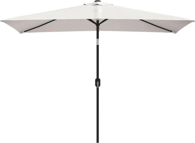 vidaXL Sonnenschirm Rechteckig in Sandweiß aus Polyester und Stahl mit pulverbeschichtetem Gestell B: 300 cm, T: 200 cm, H: 240 cm - Bild 1