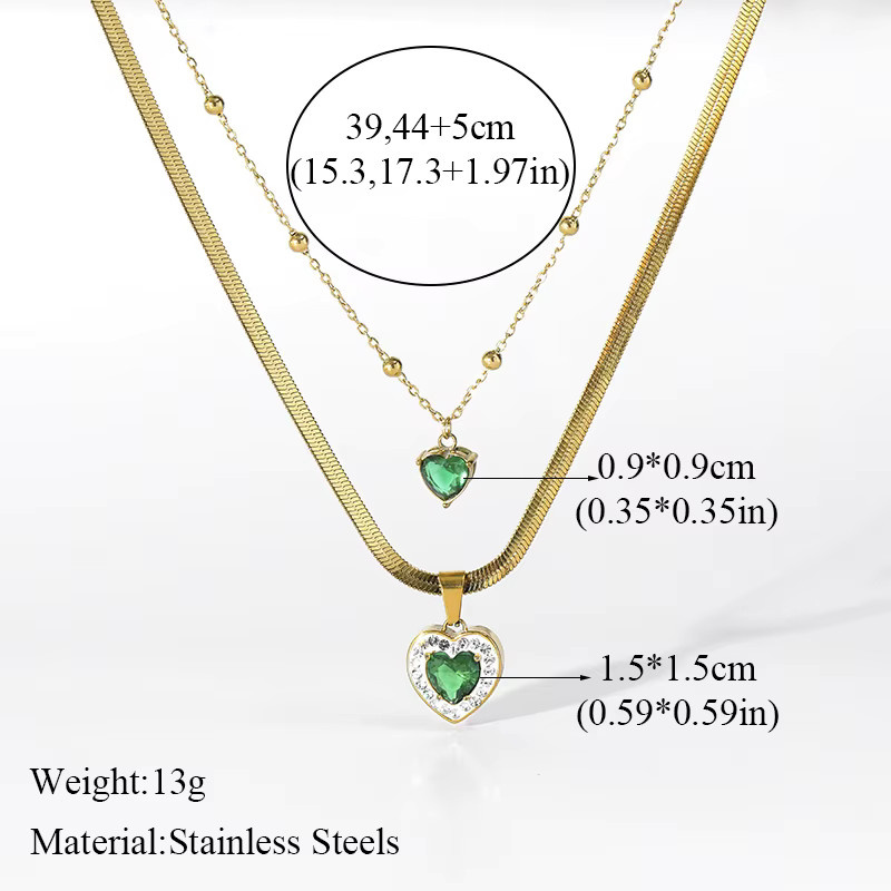 Eilieck Schmuck-Set Edelstahl, grüne Zirkonia, Damen - Bild 2