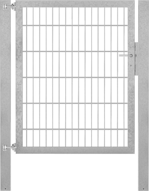Einzeltor Flexo Plus aus Stahl in Silber, Breite: 100 cm, Höhe: 120 cm, inklusive Pfosten für Erdbauung - Bild 1