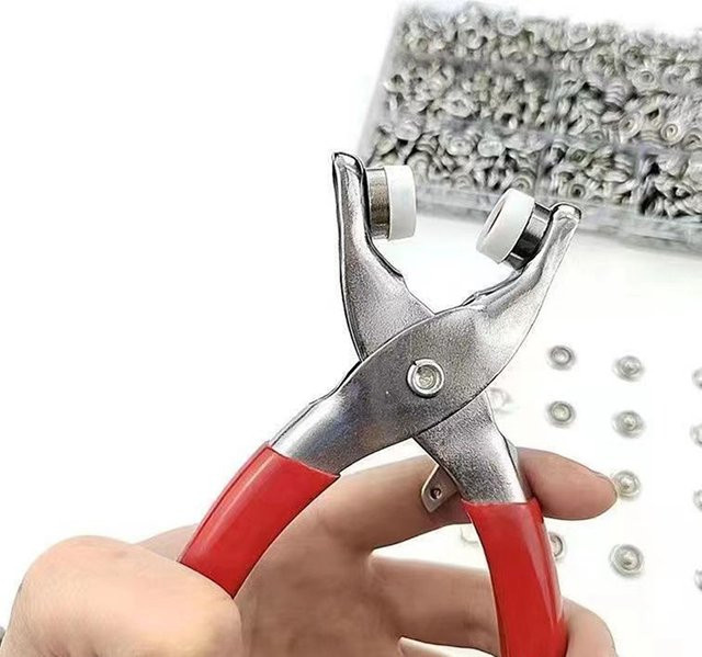Sommer6 Druckknopf-Set aus Metall mit Befestigungszange und Presswerkzeug zum Nähen von Kleidung - Bild 1