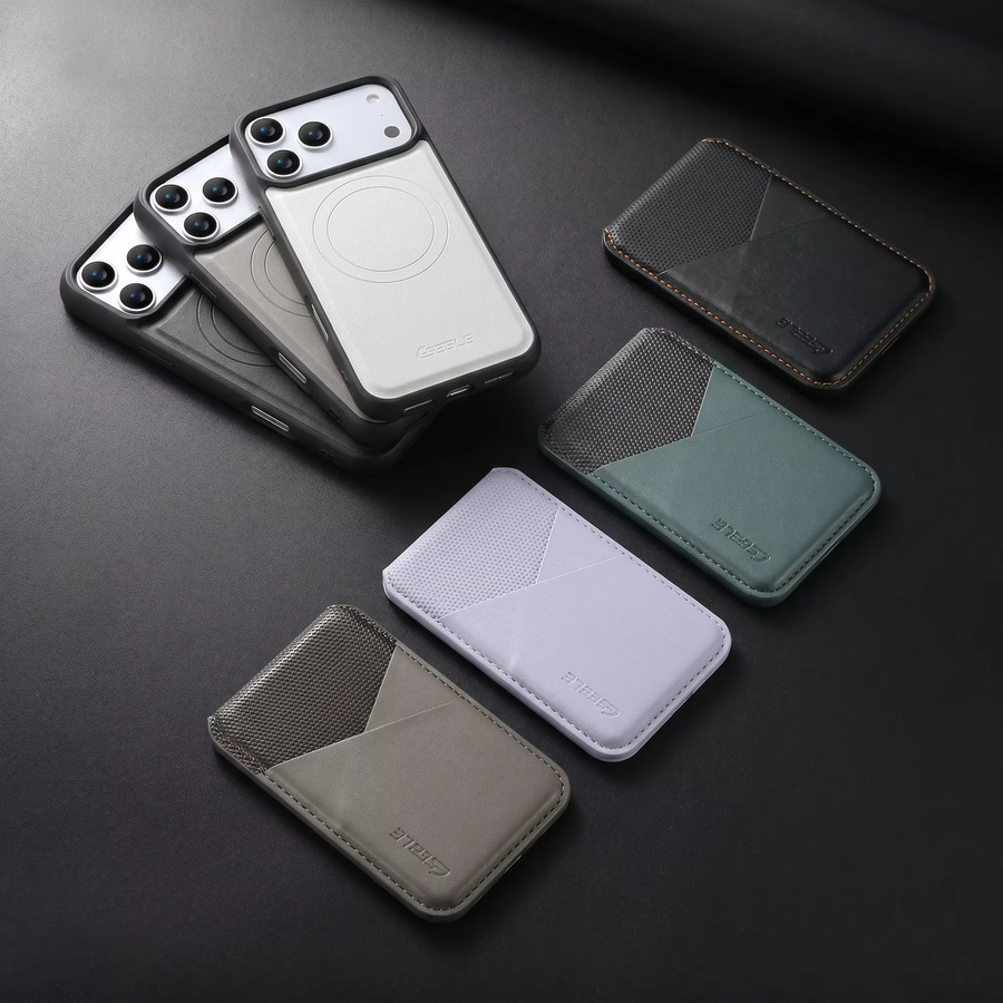 Eseble 2-in-1 Magnetische Leder-Handyhülle mit abnehmbarer Brieftasche und Kartenfach für iPhone 17/16 Pro Max/15/14/13 in Grau - Bild 3