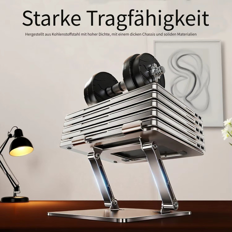 Laptop Stand Silver 360 Grad drehbar und höhenverstellbar, ergonomischer Notebook Holder für bis zu 18 Zoll Laptops und MacBook, Desktop Bracket für Gaming und Office - Bild 2