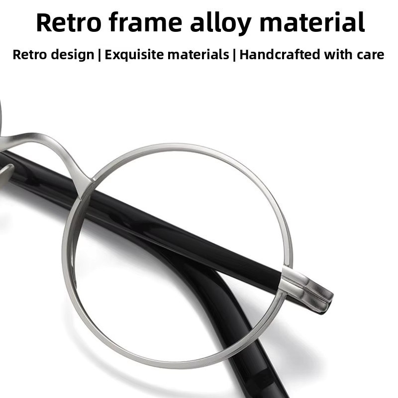 SZTZX Korrektionsbrille, Rund, Vollrand, Metall, Silber, Blaulichtfilter - Bild 2