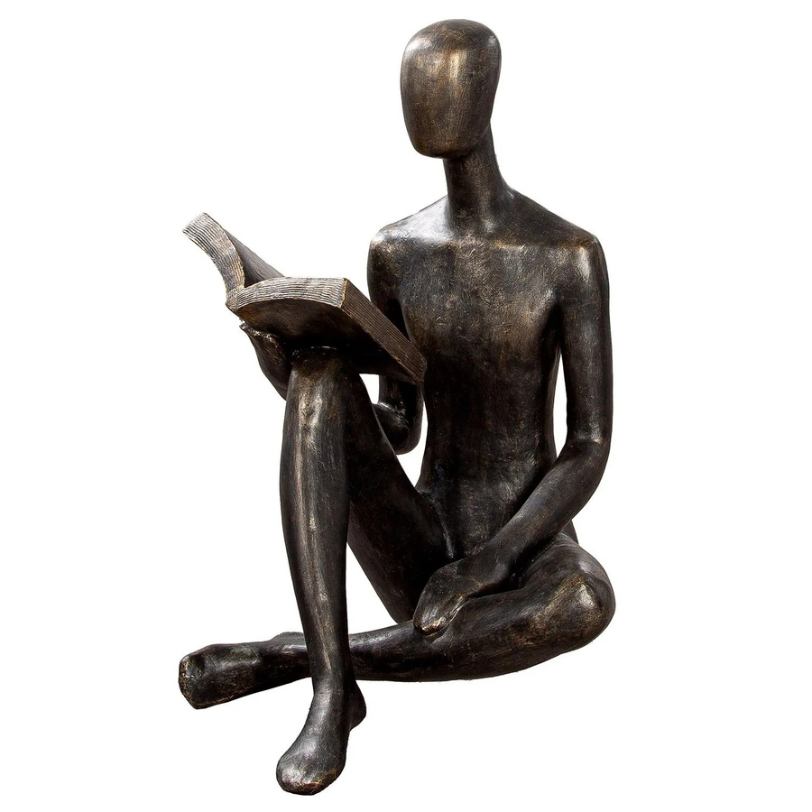 Gilde Skulptur Reading in Braun, Höhe: 80 cm, Breite: 59 cm, Tiefe: 66 cm - Bild 2