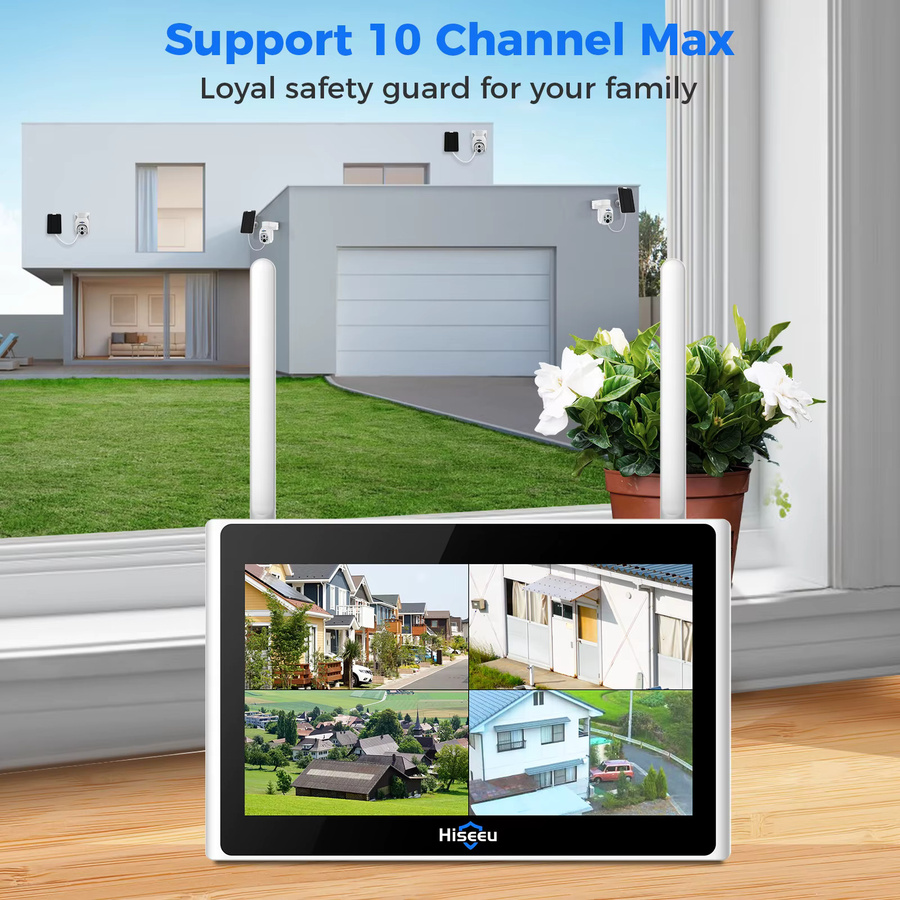 Hiseeu 10CH NVR WLAN PTZ Solar IP-Kamerasystem-Set in Weiß mit 4MP Auflösung, Farbnachtsicht und Menschenerkennung - Bild 3