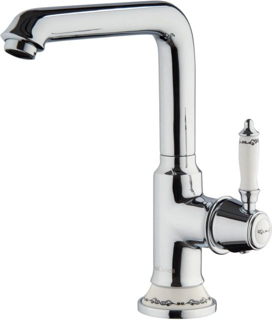 PaulGurkes Waschtischarmatur Retro Küchenarmatur und Badezimmerarmatur aus Messing in Chrom Silber mit schwenkbarem Auslauf - Bild 1