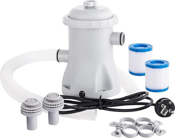 Binchi Outdoor Product Elektrische Poolfilterpumpe 330 GPH in Weiß inklusive 2 Filterkartuschen für Planschbecken und kleine Pools
